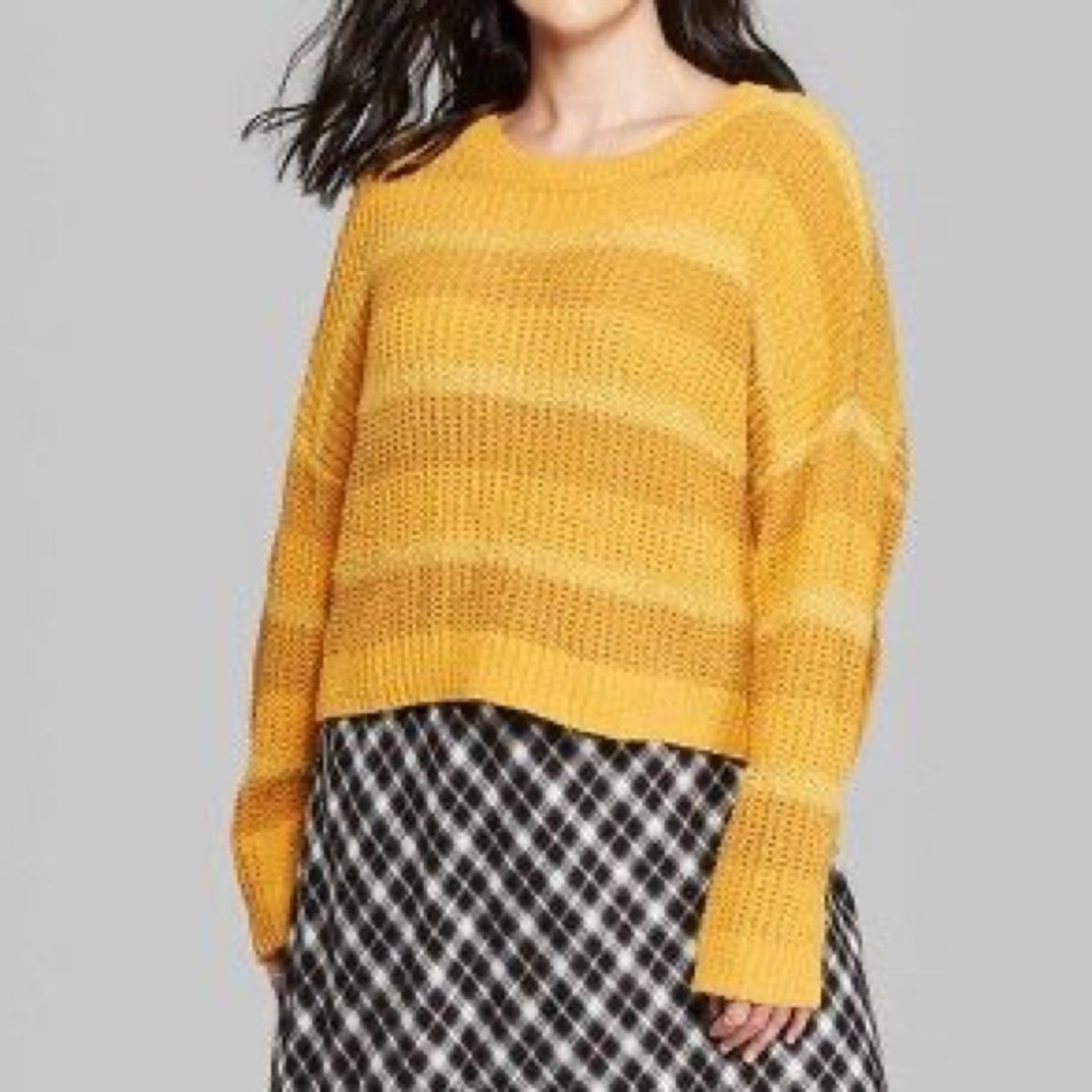 Wild Fable Boho Stripe Cropped Sweater SZ 2XL